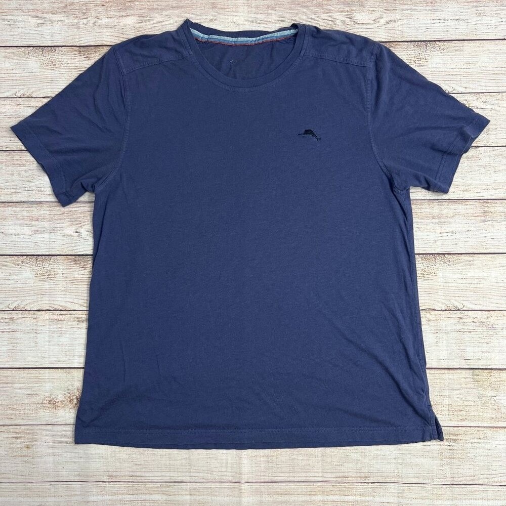Tommy Bahama Men's‎ Crew Neck Tee Navy Blue Marlin Logo Short Sleeve Casual Top